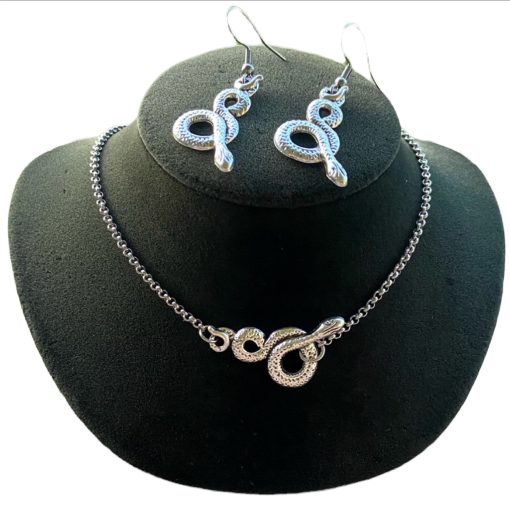 Snake Set Design Necklace Matching Earrings 30$